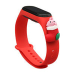 Strap Xmas opaska do Xiaomi Mi Band 4 / Mi Band 3 świąteczny silikonowy pasek bransoletka czerwony (mikołaj 1)