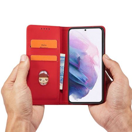 Magnet Kartenetui für Samsung Galaxy S22+ (S22 Plus) Etui Geldbörse Kartenhalter Rot