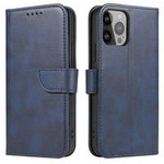 Magnet Case elegant bookcase type case with kickstand for iPhone 13 Pro blue