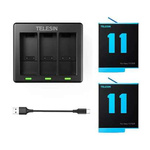 Telesin 3-slot charger + 2 batteries for GoPro Hero 11 / Hero 10 / Hero 9