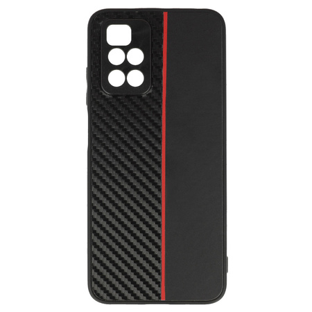 Tel Protect CARBON Case do Xiaomi Redmi 10 Czarny z czerwonym paskiem