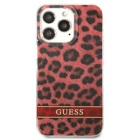 Schutzhülle IPHONE 13 PRO Guess Hardcase Leopard (GUHCP13LHSLEOR) rot