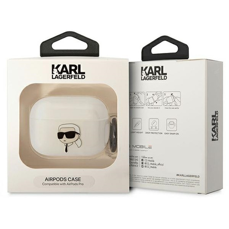 Original Handyhülle APPLE AIRPODS PRO Karl Lagerfeld Karl`s Head (KLAPHNIKTCT) transparent