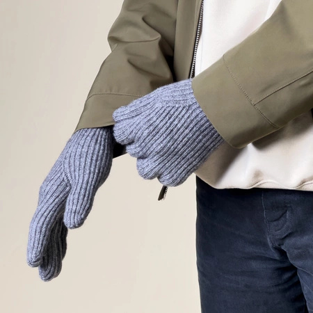 Braided telephone gloves with cut-outs for fingers - gray