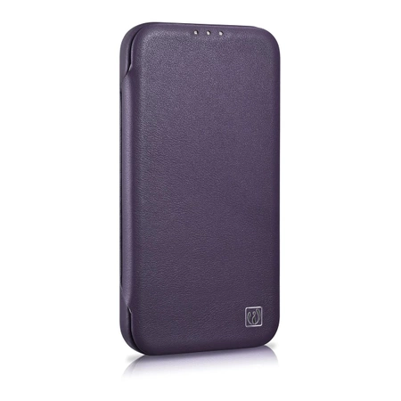 iCarer CE Premium Leather Folio Case iPhone 14 Plus Magnetic Flip Leather Folio Case MagSafe Dark Purple (WMI14220715-DP)