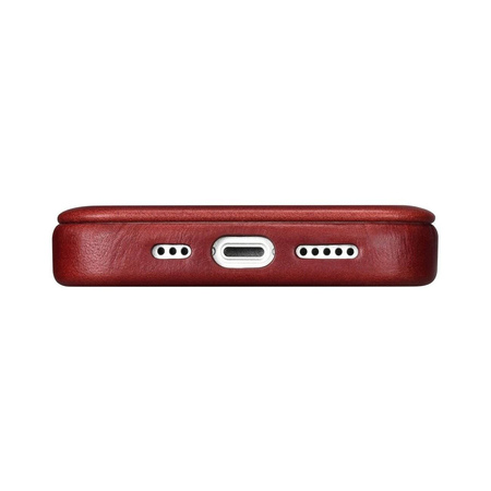 iCarer CE Oil Wax Premium Leather Folio Case Leather Case for iPhone 14 Pro Flip Magnetic MagSafe Red (AKI14220706-RD)