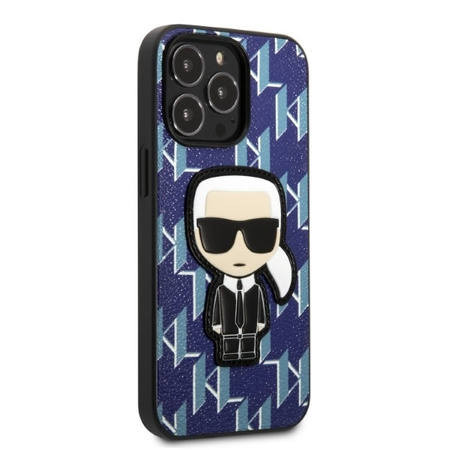 Original Case IPHONE 13 PRO MAX Karl Lagerfeld Hardcase Monogram Ikonik Patch blue