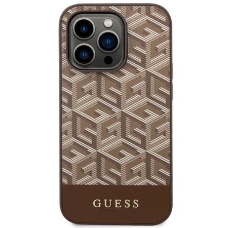 Guess GUHMP14XHGCFSEW iPhone 14 Pro Max 6.7" brązowy/brown hard case GCube Stripes MagSafe