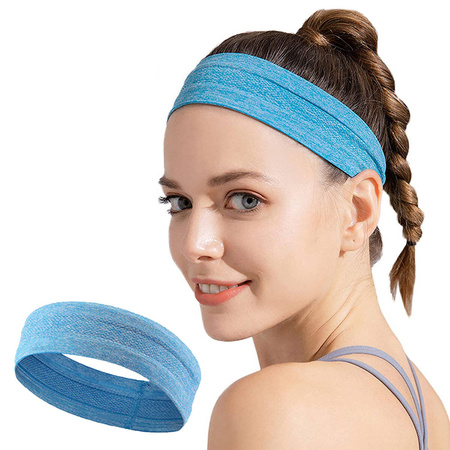 Elastic fabric headband for running fitness blue