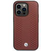 Original Handyhülle IPHONE 14 PRO BMW Leather Diamond Pattern MagSafe (BMHMP14L22RFGR) burgund