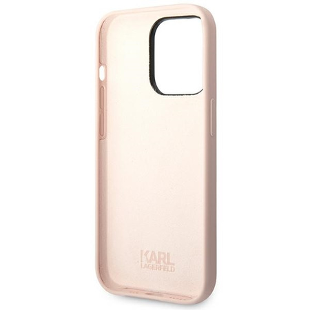 Original Handyhülle IPHONE 14 PRO Karl Lagerfeld Hardcase Silicone Choupette Body hell-pink