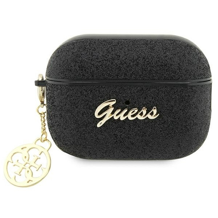 Guess GUAP2GLGSHK AirPods Pro 2 Cover schwarz/schwarz Glitter Flake 4G Charm