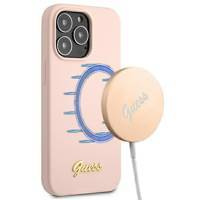 Guess GUHMP13XLSLMGLP iPhone 13 Pro Max 6,7 &quot;light pink / light pink hardcase Silicone Script Gold Logo Magsafe