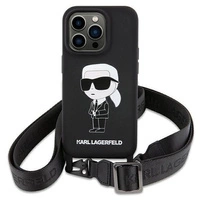 Karl Lagerfeld KLHCP15SSCBSKNK iPhone 15 6,1&quot; Hardcase schwarz/schwarz Crossbody Silikon Ikonik