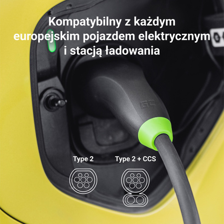 Green Cell - Kabel GC Snap Typ 2 do ładowania EV 11kW 7m 16A do Tesla Model Y / 3 / S / X, Kia EV6, VW ID.4 / ID.5, BMW i4 / iX, Ford Mach-E