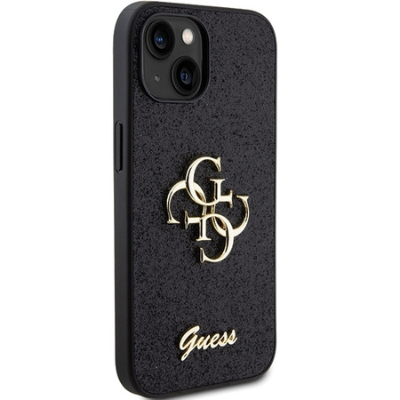 Original Case APPLE IPHONE 15 Guess Hardcase Glitter Script Big 4G (GUHCP15SHG4SGK) black