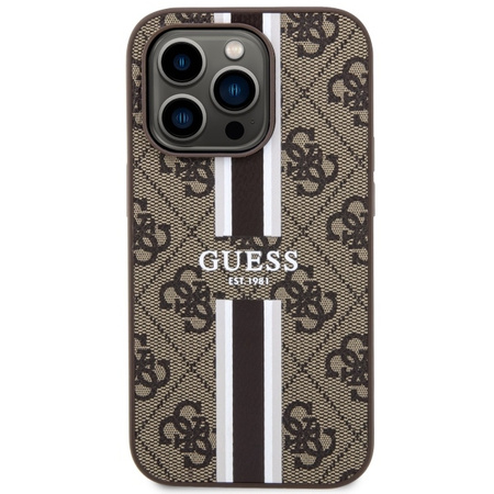 Guess GUHMP14XP4RPSW iPhone 14 Pro Max 6.7" brązowy/brown hardcase 4G Printed Stripes MagSafe