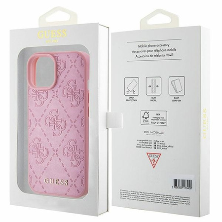 Guess GUHCP15SP4EPMP iPhone 15 6.1&quot; pink/pink hardcase Leather 4G Stamped