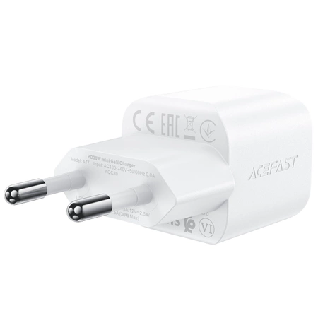 Ładowarka sieciowa Acefast A77 Mini PD 30W GaN + kabel USB-C - biała