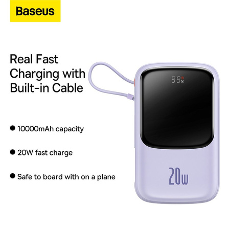 Baseus Qpow power bank 10000mAh built-in Lightning 20W Quick Charge cable SCP AFC FCP purple (PPQD020005)