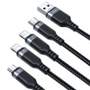 Kabel USB 4w1 USB-A -  USB-C / 2 x Lightning / Micro do ładowania i transmisji danych 1.2m Joyroom S-1T4018A18 - czarny