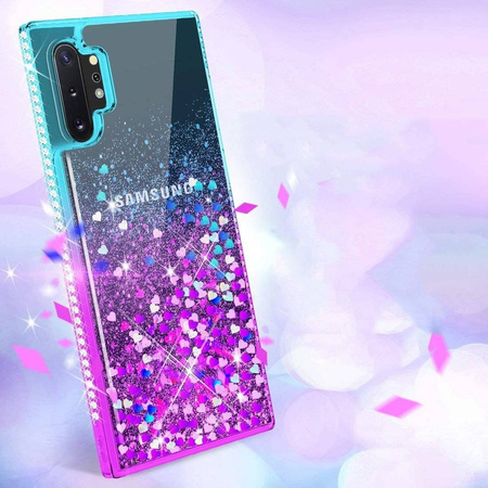 Etui IPHONE 12 MINI Diamond Liquid Przelewany Brokat niebiesko-fioletowe