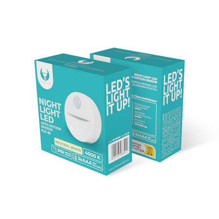 Lampka nocna LED FLC-01 z czujnikiem ruchu PIR 3xAAA Forever Light