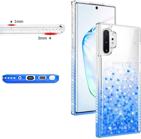 Etui IPHONE 12 PRO MAX Diamond Liquid Przelewany Brokat niebieskie