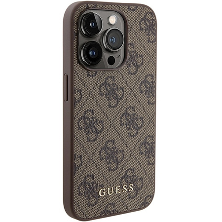 Guess 4G Metal Gold Logo case for iPhone 15 Pro - brown