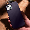 iCarer Case Leather Genuine Leather Case Cover for iPhone 14 Dark Purple (WMI14220705-DP) (MagSafe Compatible)