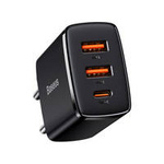 Baseus Compact szybka ładowarka sieciowa 2x USB / USB Typ C 30W 3A Power Delivery Quick Charge czarny (CCXJ-E01)