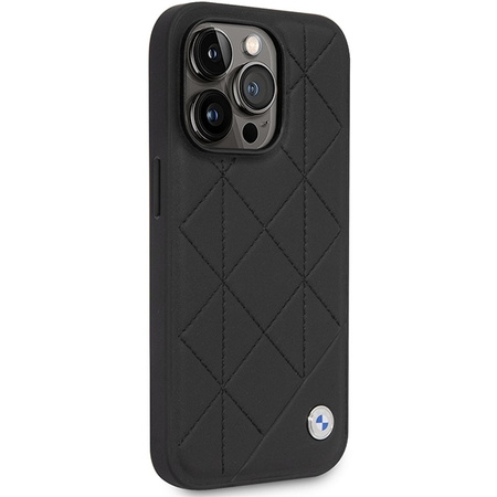 Oryginalne Etui IPHONE 14 PRO BMW Leather Quilted (BMHCP14L22RQDK) czarne