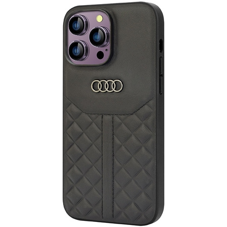 Audi Echtlederhülle für iPhone 14 Pro Max 6,7&quot; – schwarz AU-TPUPCIP14PM-Q8/D1-BK