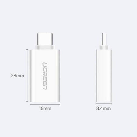 Ugreen adapter przejściówka OTG USB 3.2 Gen 1 (żeński) - USB Typ C (męski) biały (30155)