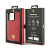 Original Handyhülle APPLE IPHONE 15 PRO Ferrari Hardcase Carbon Metal Logo MagSafe (FEHMP15LPTER) rot