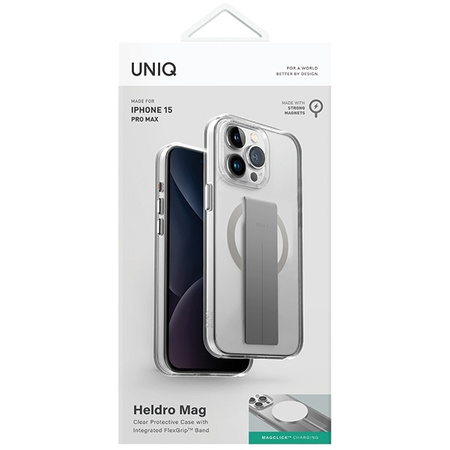 Etui UNIQ Heldro Mag Mag Magclick Charging na iPhone 15 Pro Max - przezroczyste