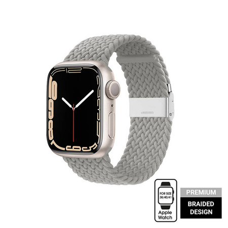 Crong Wave Band – Pleciony pasek do Apple Watch 38/40/41 mm (jasny szary)