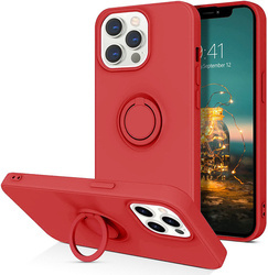 Etui IPHONE 13 PRO Silikonowe Ring Pierścień Magnetyczny Silicone Ring czerwone