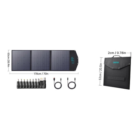 Choetech solar charger USB foldable 120W DC, USB C, 2 x USB black (SC008)