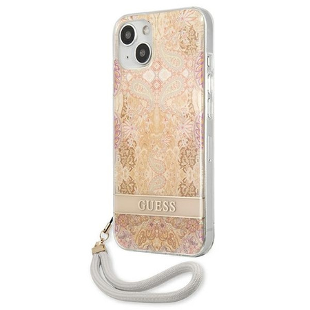 Schutzhülle IPHONE 13 MINI Guess Hardcase Flower Strap (GUHCP13SHFLSD) gold