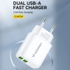 Wozinsky CUWCW 2.4A 2 x USB-A wall charger - white