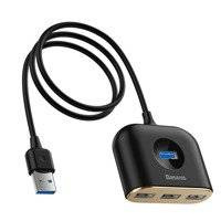 Rozdzielacz HUB 1m USB 3.0 na 3x USB 2.0 + 1x USB 3.0 Baseus Square Round 4 w 1 Adapter (CAHUB-AY01) czarny