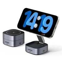 Ugreen W526 induktives 3in1 MagSafe/Qi-Ladegerät für Telefon/Kopfhörer mit USB-C-Anschluss – Schwarz