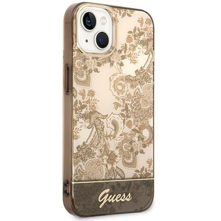 Original Case IPHONE 14 Guess Hardcase Porcelain Collection (GUHCP14SHGPLHC) gold