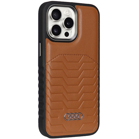 Audi Synthetic Leather MagSafe iPhone 14 Pro Max 6.7" brazowy/brown hardcase AU-TPUPCMIP14PM-GT/D3-BN