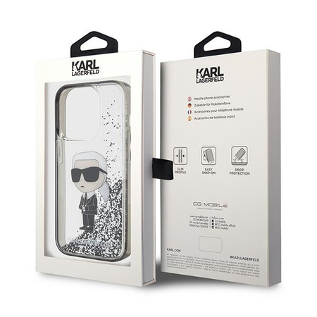 Karl Lagerfeld Liquid Glitter Ikonik case for iPhone 15 Pro - transparent