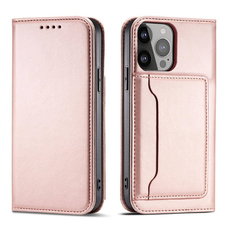 Magnet Card Case for iPhone 13 Pro Max Pouch Card Wallet Card Holder Pink