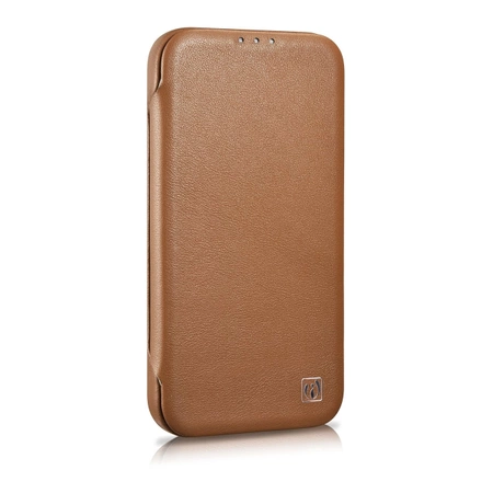 iCarer CE Premium Leather Folio Case skórzane etui iPhone 14 z klapką magnetyczne MagSafe brązowy (WMI14220713-BN)