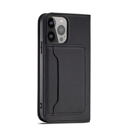 Magnet Card Case etui iPhone 14 Pro pokrowiec z klapką portfel podstawka czarne