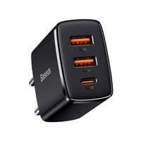 Baseus Compact szybka ładowarka sieciowa 2x USB / USB Typ C 30W 3A Power Delivery Quick Charge czarny (CCXJ-E01)